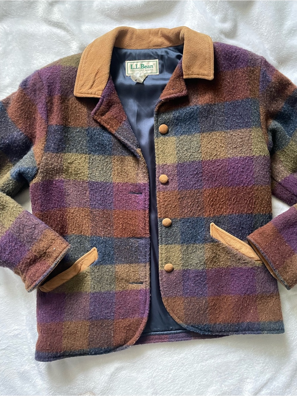 Vintage 80s 90s LL Bean Wool Plaid Coat Womens S Thinsulate Gorpcore Academia